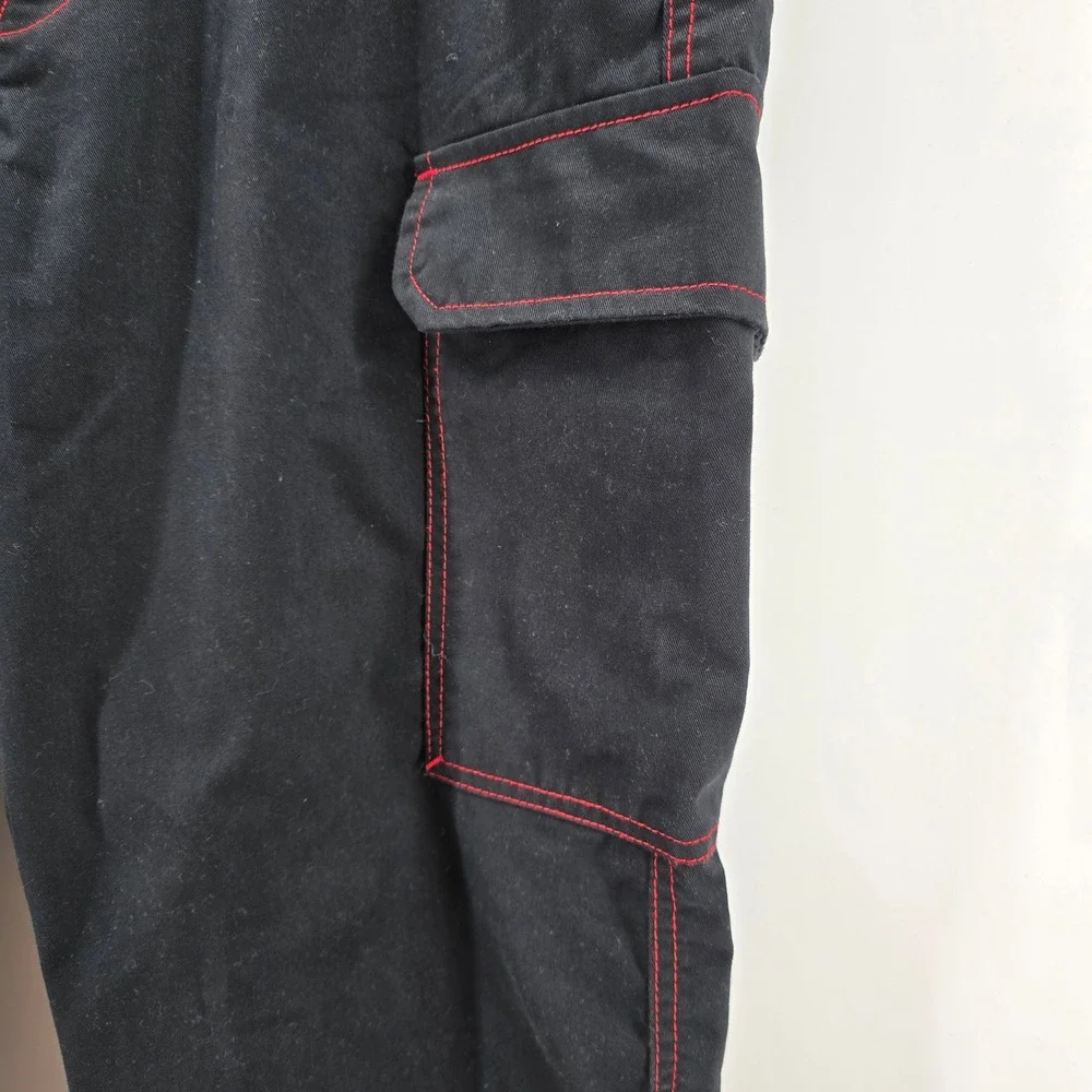True Religion Cargo Pants Mens Contrast Stitch Jet Black Red 108335 Size 34 NWT